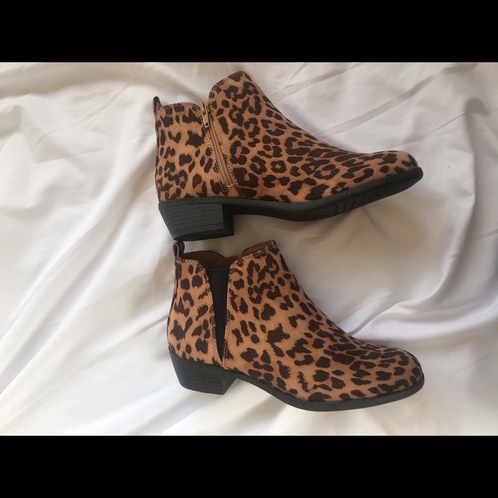Cheetah print booties
